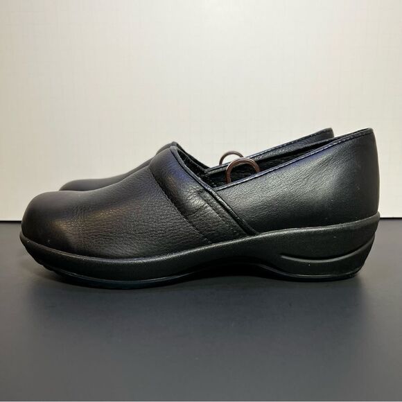 Womens SANITA Black Leather Slip On Clogs / Size 10.5-11 - EU 41 - Picture 4 of 9